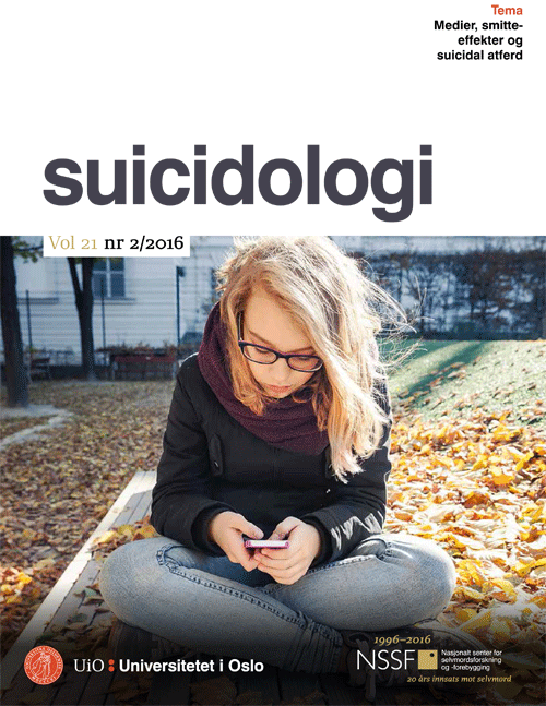 Tidsskriftet Suicidologi. Tema: Medier, smitteeffekter og suicidal atferd